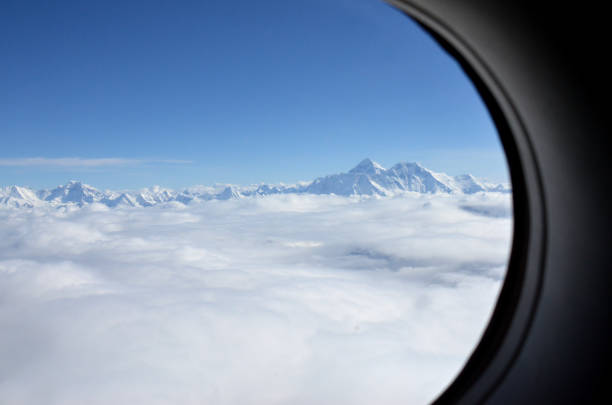 Himalayan mountain range aerial view Nepal